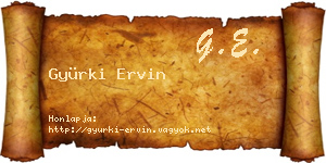 Gyürki Ervin névjegykártya